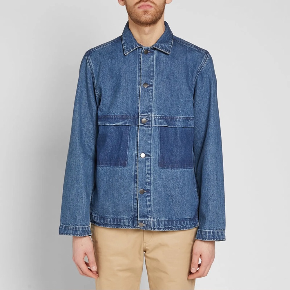 Brand New Men’s 100% Cotton Blue Denim Chore Jacket Size S - Picture 3 of 6